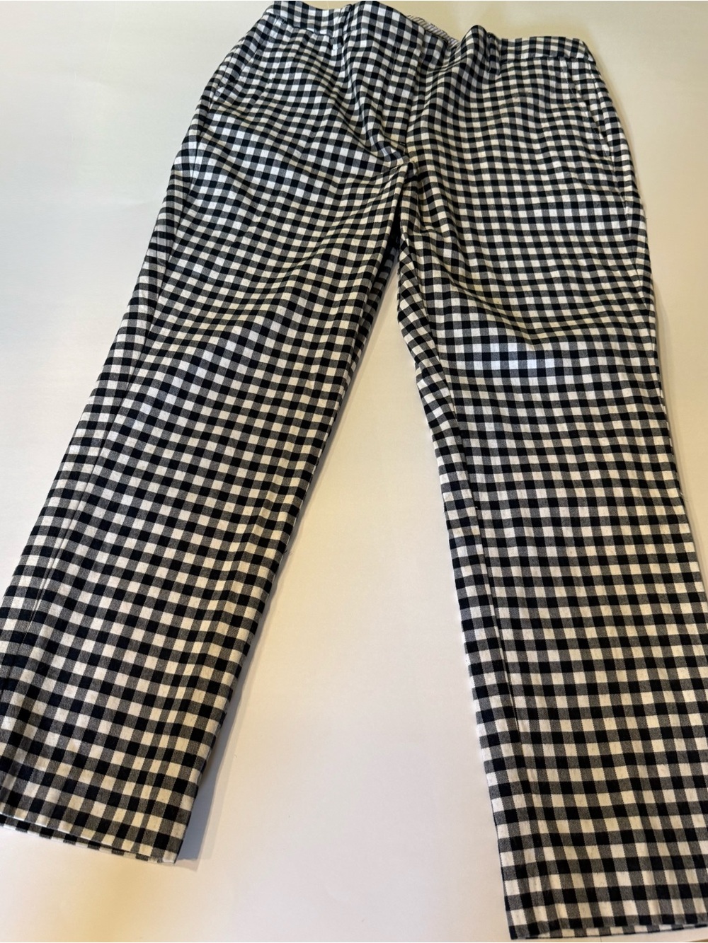 Lands End Navy Blue Gingham Mid rise Straight leg Stretch Chinos 14T